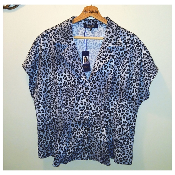 Rachel Tops - Rachel By Rachel Roy Black & White Leopard Print Blouse